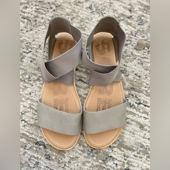 Sorel Ella II Sandals Womens Size 8.5 Eva Footbed Leather Ash Brown - Picture 5 of 6